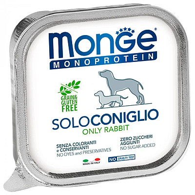 Вологий корм для собак Monge Dog Solo 100% кролик, 150 г