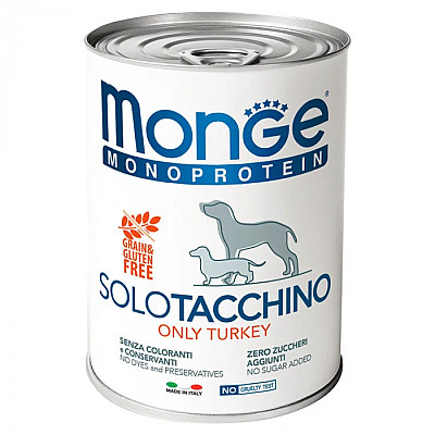 Вологий корм для собак Monge Dog Solo 100% індичка, 400 г