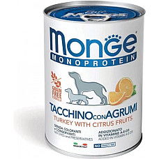 Влажный корм для собак Monge Dog Fruit Monoprotein индейка с цитрусами, 400 г
