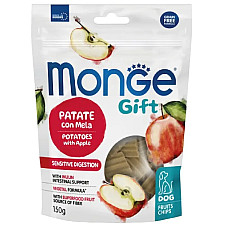 Ласощі для собак Monge Gift Dog Fruit Chips Sensitive Digestion картопля з яблуком (веган), 150 г