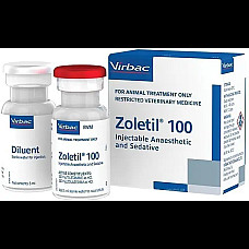 Порошок Virbac Zoletil Золетил 100 для общей анестезии кошек и собак, 1 флакон 5 мл + растворитель