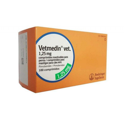 Жувальні таблетки Boehringer Ingelheim Vetmedin Ветмедин 1,25 мг для лікування серцево-судинної недостатності у собак, 10 таб