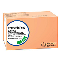 Жувальні таблетки Boehringer Ingelheim Vetmedin Ветмедин 1,25 мг для лікування серцево-судинної недостатності у собак, 10 таб