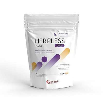 Таблетки Candioli Herpless Plus Fasile Херплес Плюс Фесиль для уменьшения симптомов вируса герпес у кошек, 60 г/30 таб