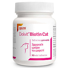 Таблетки Dolfos Dolvit Biotin Cat Долфос Долвит Биотин Кэт витаминно-минеральный комплекс с биотином для кошек, 90 таб