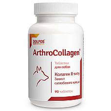 Таблетки Dolfos ArthroCollagen Долфос АртроКолаген витаминный комплекс для поддержания эластичности связок и сухожилий у собак, 90 таб