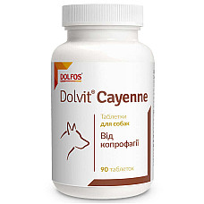Таблетки Dolfos Dolvit Cayenne Долвит Каен комплекс витаминов и микроэлементов для собак от копрофагии, 90 таб