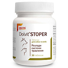 Таблетки Dolfos Dolvit Stoper Долвит Стопер для лечения расстройств пищеварительной системы у кошек и собак, 30 таб