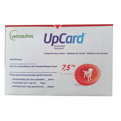Таблетки Vetoquinol UpCard Апкард 7,5 мг, диуретик при застойной сердечной недостаточности для собак, 10 таб