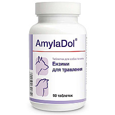 Таблетки Dolfos AmylaDol АмилаДол при нарушении пищеварения для собак и кошек, 90 таб