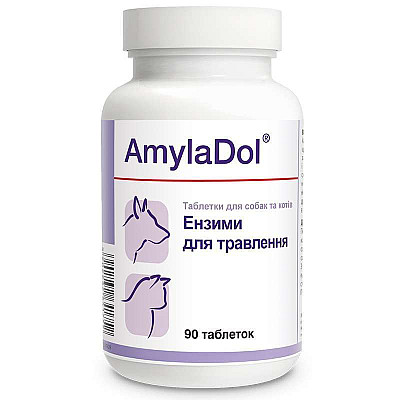 Таблетки Dolfos AmylaDol АмилаДол при нарушении пищеварения для собак и кошек, 90 таб