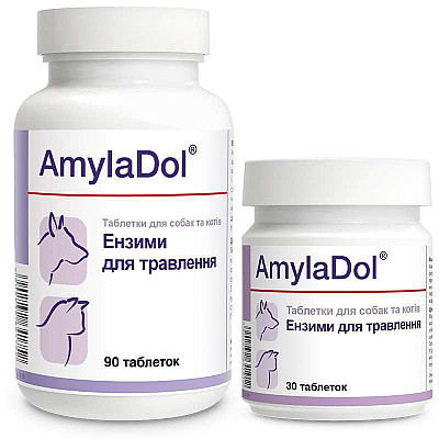 Таблетки Dolfos AmylaDol АмилаДол при нарушении пищеварения для собак и кошек, 30 таб