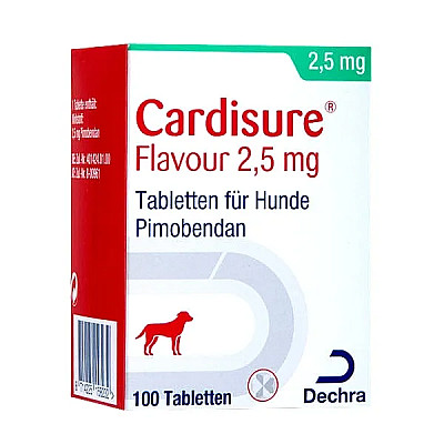 Таблетки Dechra Cardisure Кардишур 2,5 мг для лечения сердечной недостаточности, для собак любых пород, 100 таб