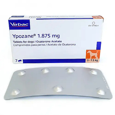 Таблетки Virbac Ypozane Іпозан S для лікування передміхурової залози, для собак вагою 3,75-7,5 кг, 7 таб/1.875 мг