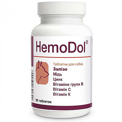 Таблетки Dolfos HemoDol Гемодол для улучшения процессов кроветворения у собак, 90 таб