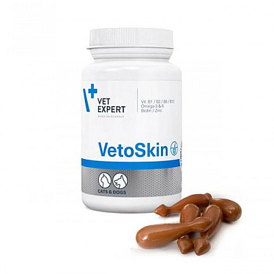 Капсулы VetExpert VetoSkin ВетоСкин для здоровья кожи и шерсти кошек и собак, 90 капс