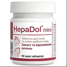 Таблетки Dolfos HepaDol mini Гепадол мини для защиты и регенерации печени для собак и кошек мелких пород, 60 таб