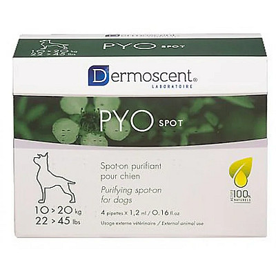Антибактериальные капли Dermoscent PYOspot® для очищения, контроль кожных инфекций, для собак 10-20 кг, 4х1,2 мл