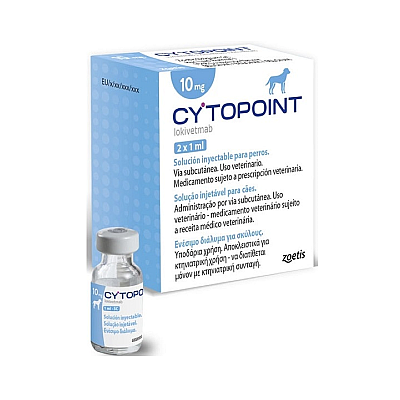 Раствор для инъекций Zoetis Cytopoint Цитопоинт 10 мг при аллергическом/атопическом дерматите у собак, 2 флакона