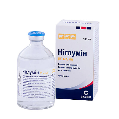Раствор для инъекций Calier Niglumine Ниглумин противовоспалительный, анальгезирующий, жаропонижающий препарат для КРС, лошадей, свиней, 100 мл